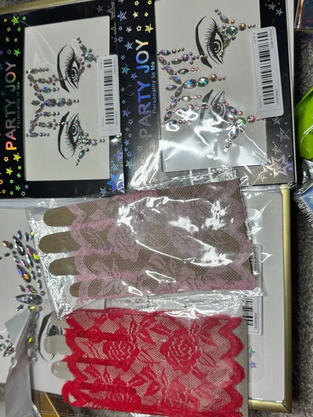 Festival face jewelers and gloves bundle